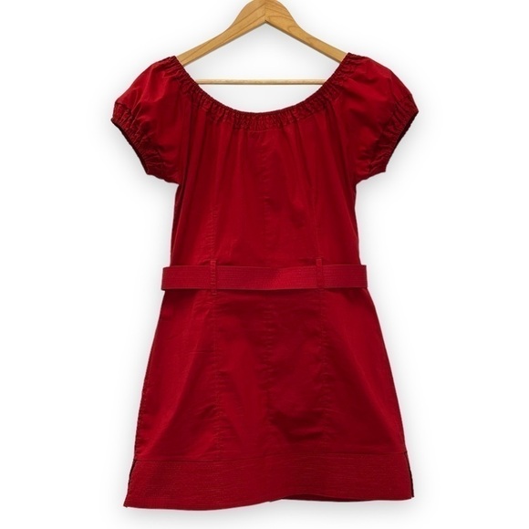 Max Rave Button Front Belted Dress Medium M Vintage y2k Red‎ Retro 90s - Picture 2 of 4